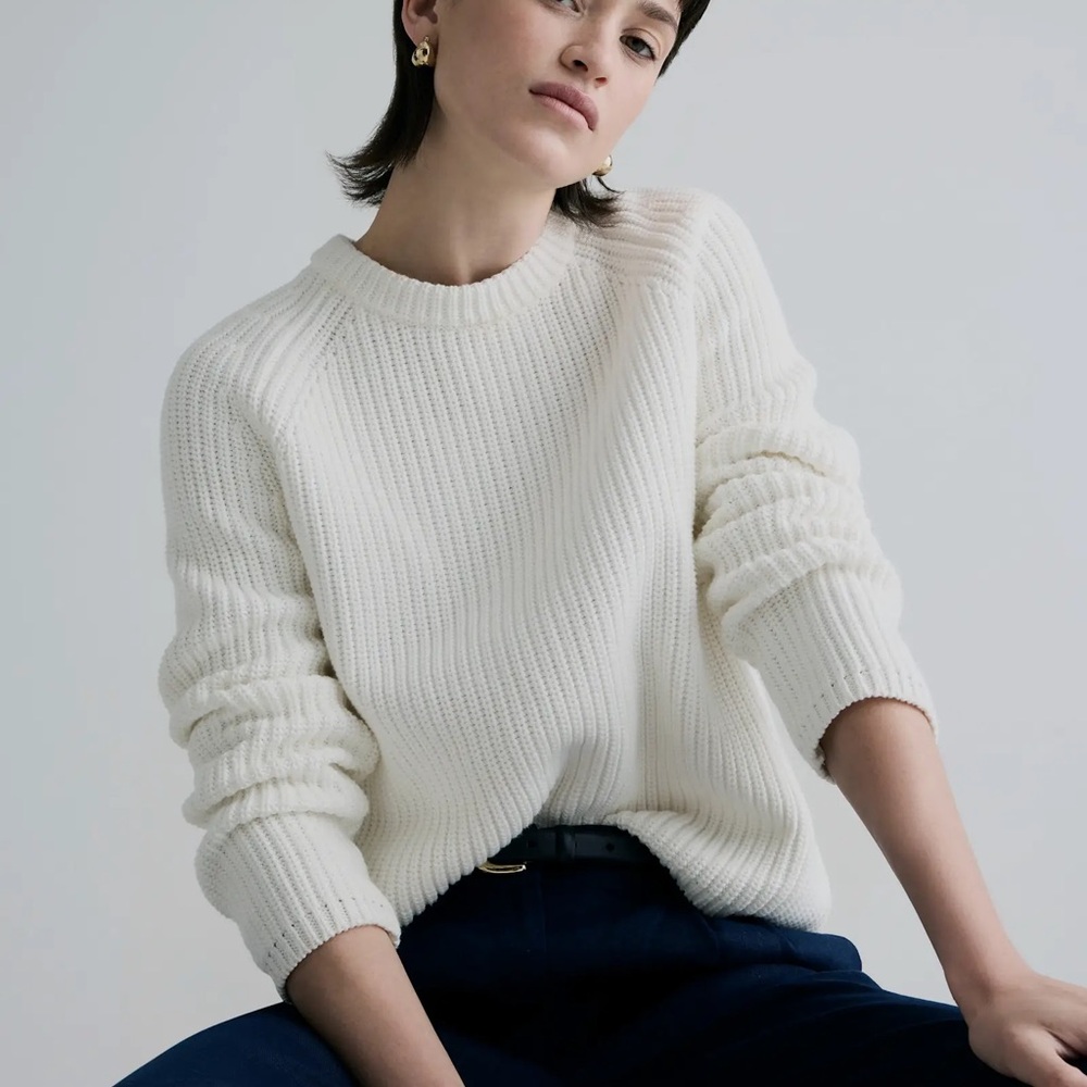 Quince 100% Cotton Women's White  Sweater - Picture 4 of 9